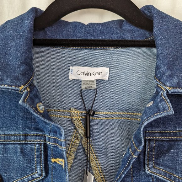 Calvin Klein Denim Jean Cropped Jacket Size Small - Picture 10 of 17